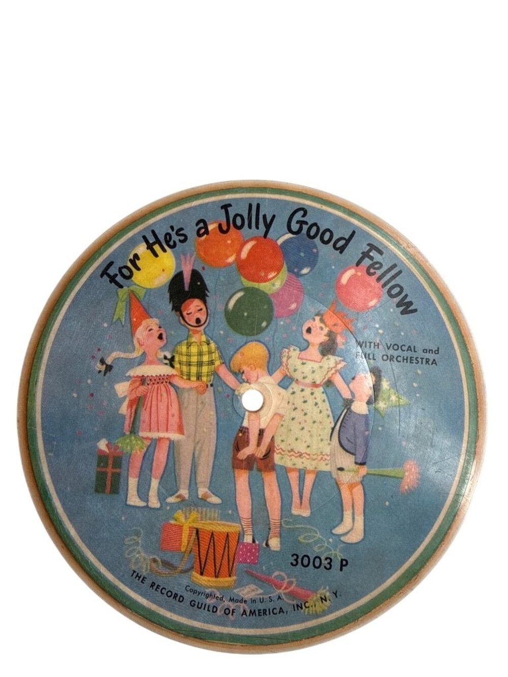 Happy Birthday For Hes a Jolly Good Fellow 7” Record 3003P Record Guild of Ameri